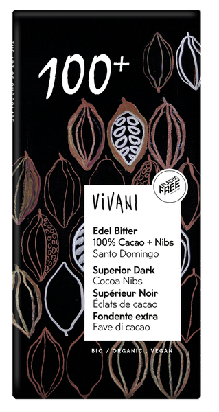 Czekolada gorzka 100 % kakao 80 g - Vivani (EKO)